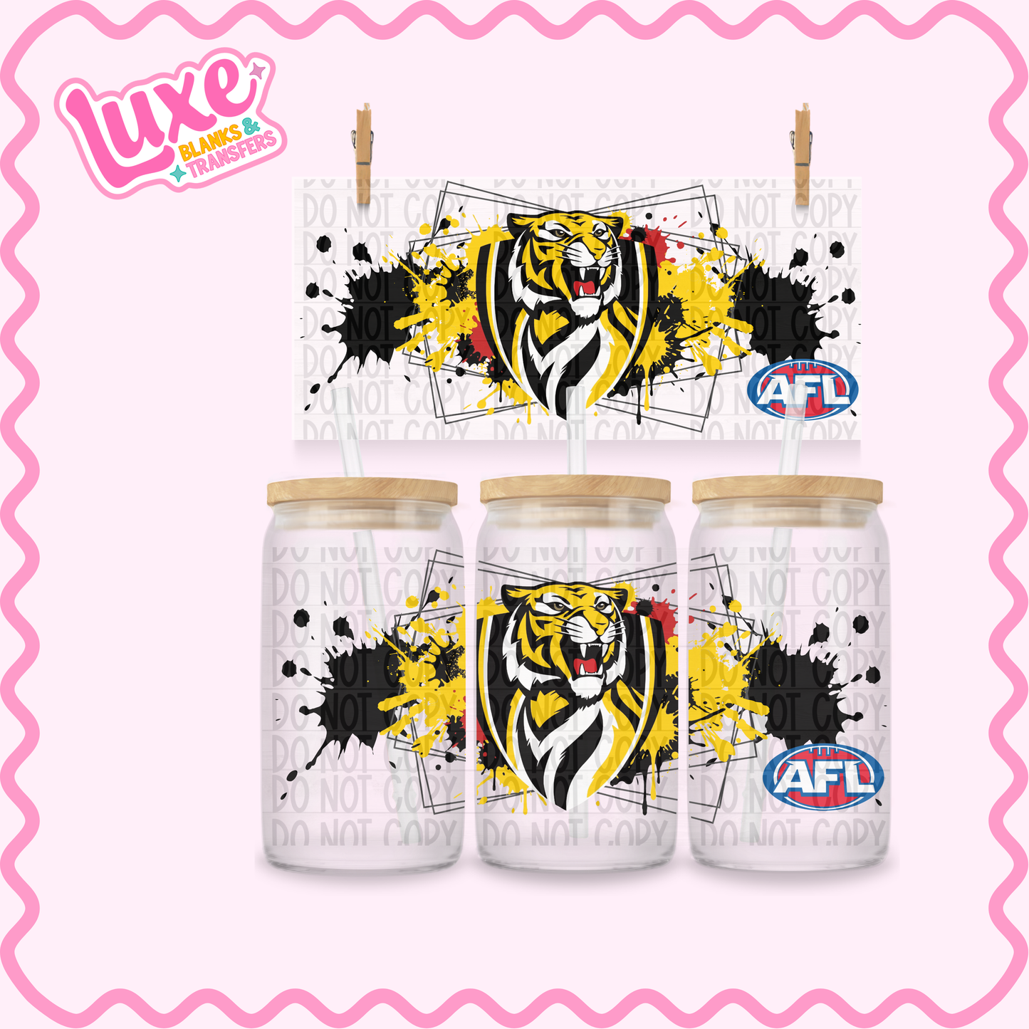 16oz UV DTF Wrap | Tigers Footy Team | #3629
