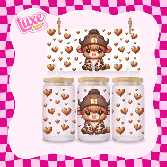 Highland Beanie Hearts | 16oz UV DTF Wrap | #1381