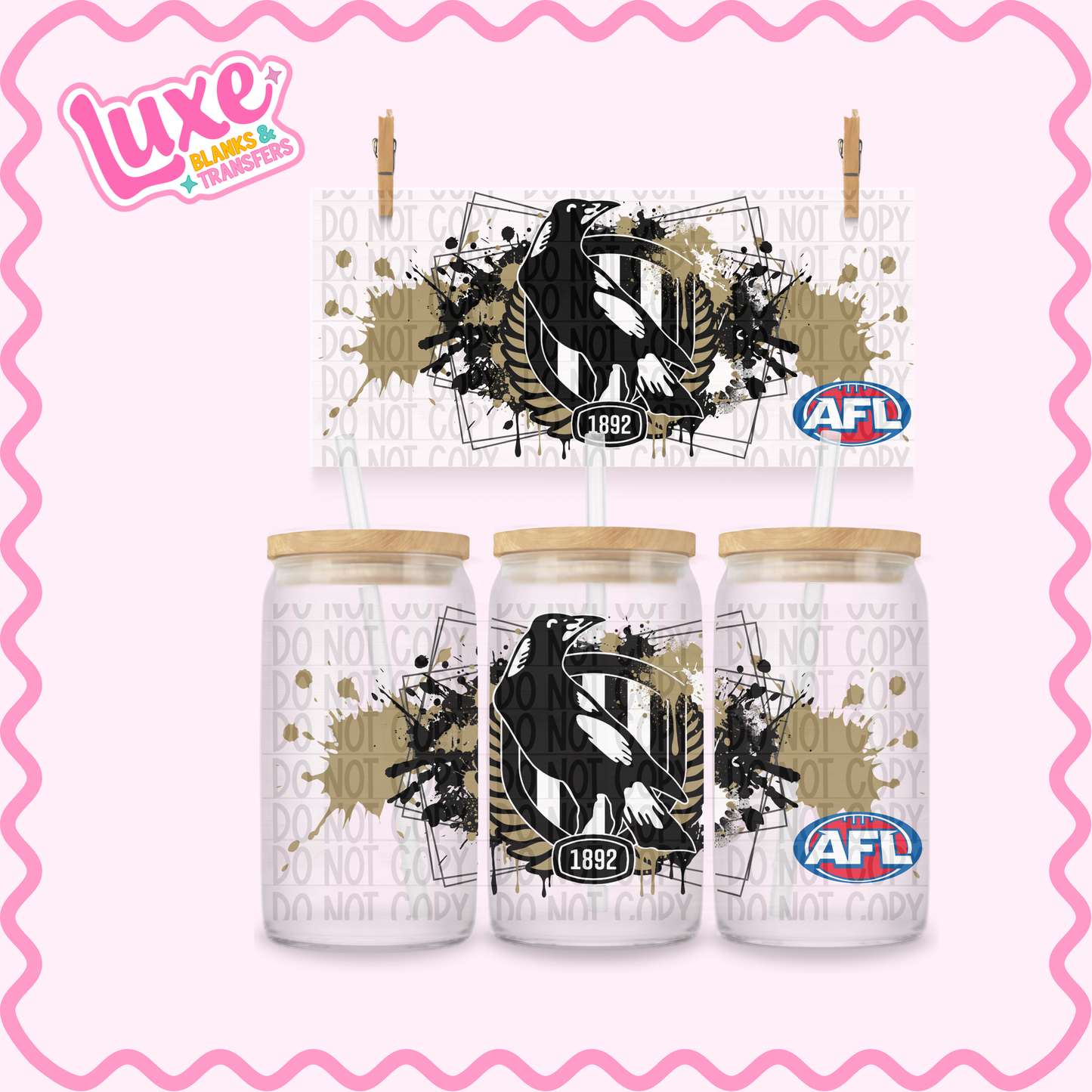 16oz UV DTF Wrap | Pies Footy Team | #3630