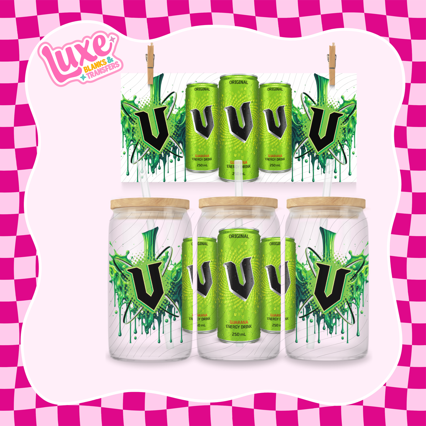 Green V Drink | 16oz UV DTF Wrap | #1384