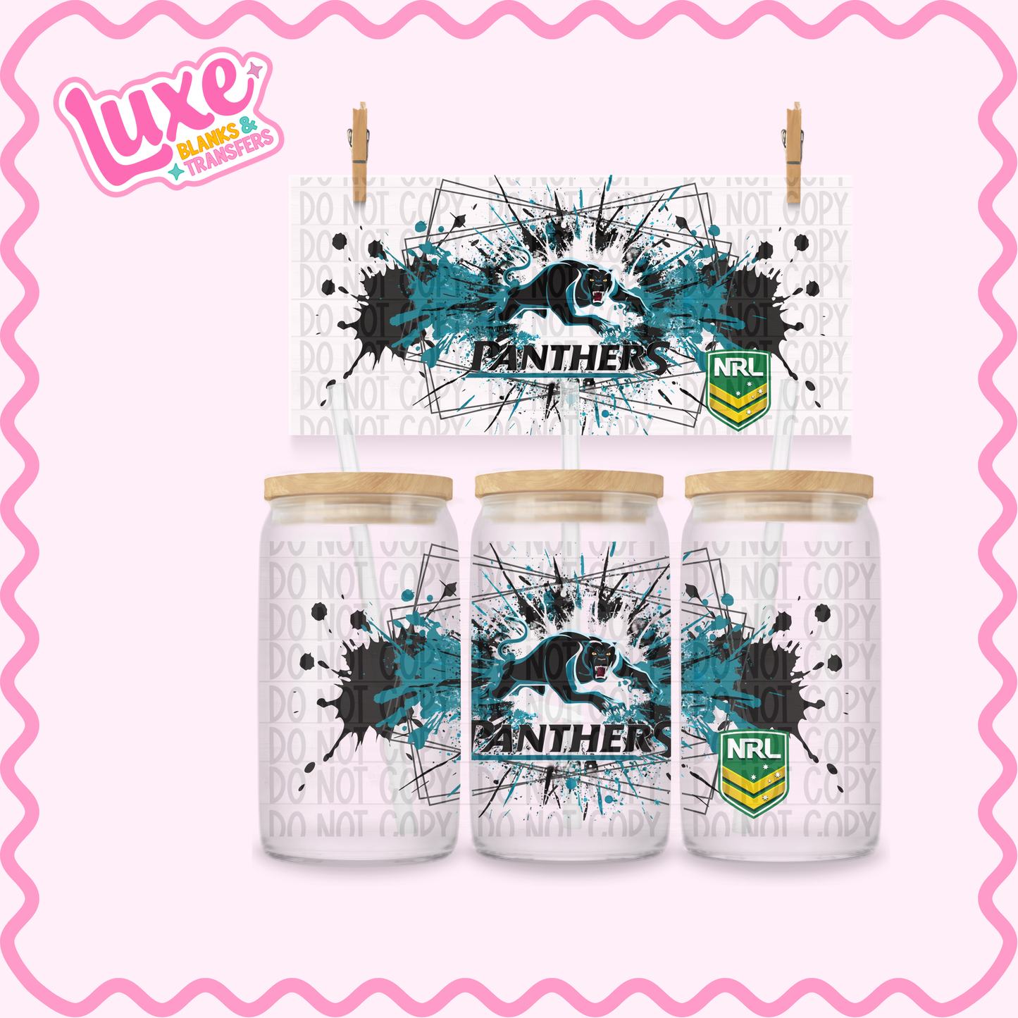 16oz UV DTF Wrap | Panthers Rugby Team | #3632