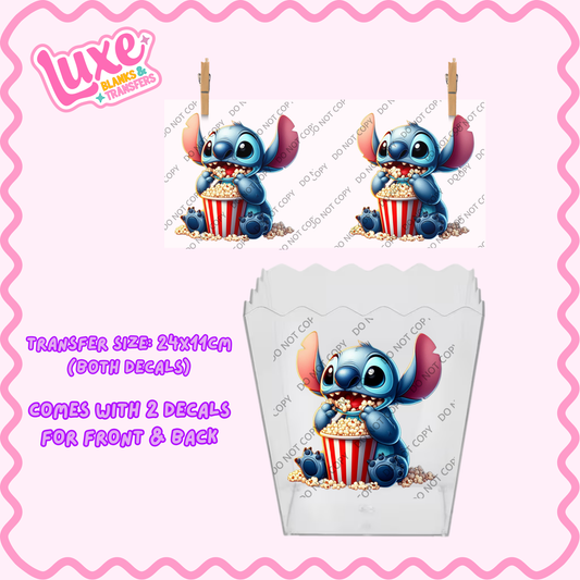 Popcorn/Lolly Bucket UV DTF Transfer | Blue Alien | #F26