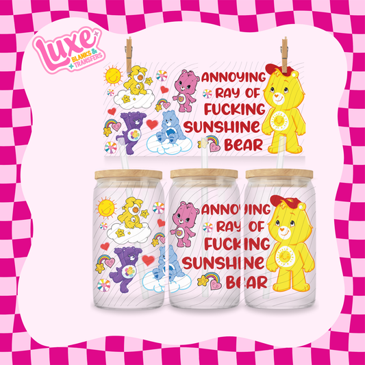 Annoying Ray Of Sunshine Swear Bear | 16oz UV DTF Wrap | #1641