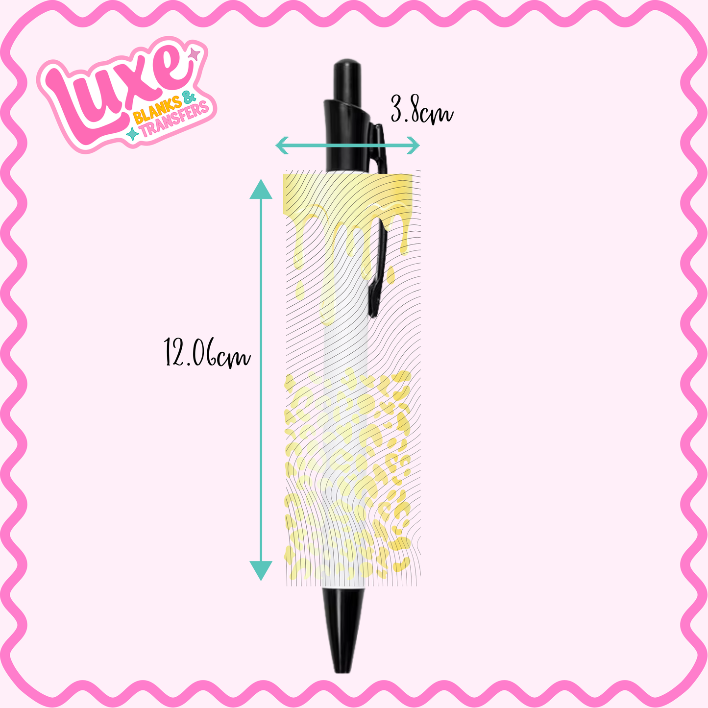 UV DTF Pen Wrap | Gold Leopard Print Drip | #26