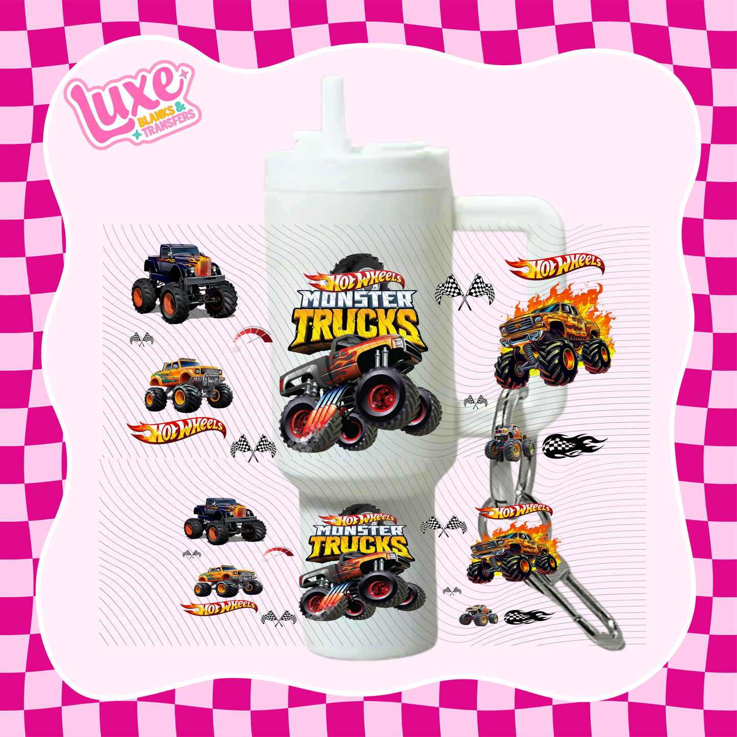 Mini Keychain Tumbler UV DTF Wrap | Monster Trucks | #E26