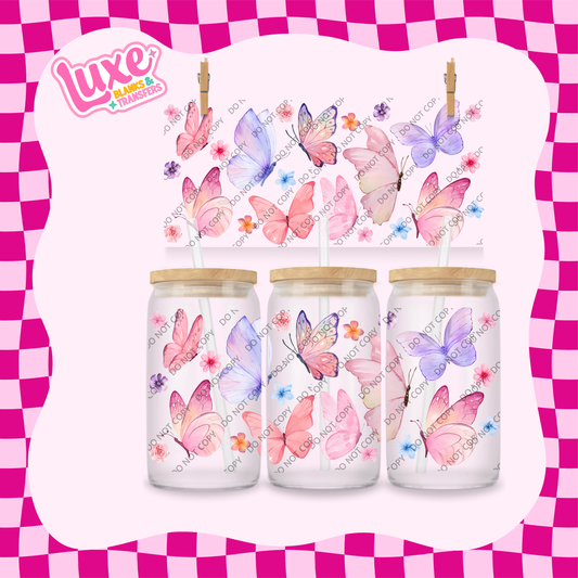 16oz UV DTF Wrap | Pink Butterflies | #1873