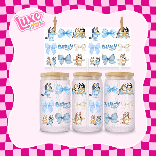 Blue Dog Bows | 16oz UV DTF Wrap | #1385