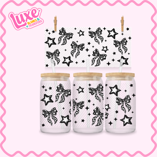 16oz UV DTF Wrap | Checkered Bows & Stars | #2664