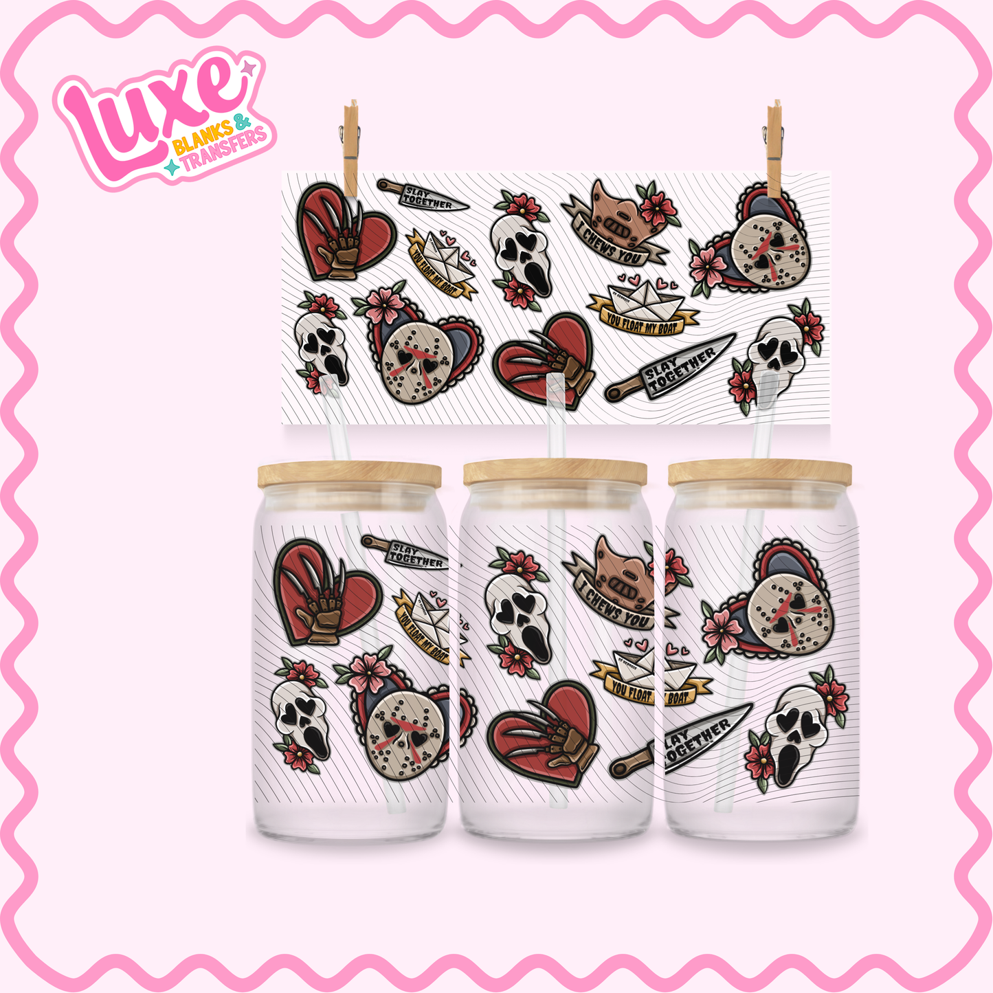 16oz UV DTF Wrap | Spooky Horror Pattern | #3150