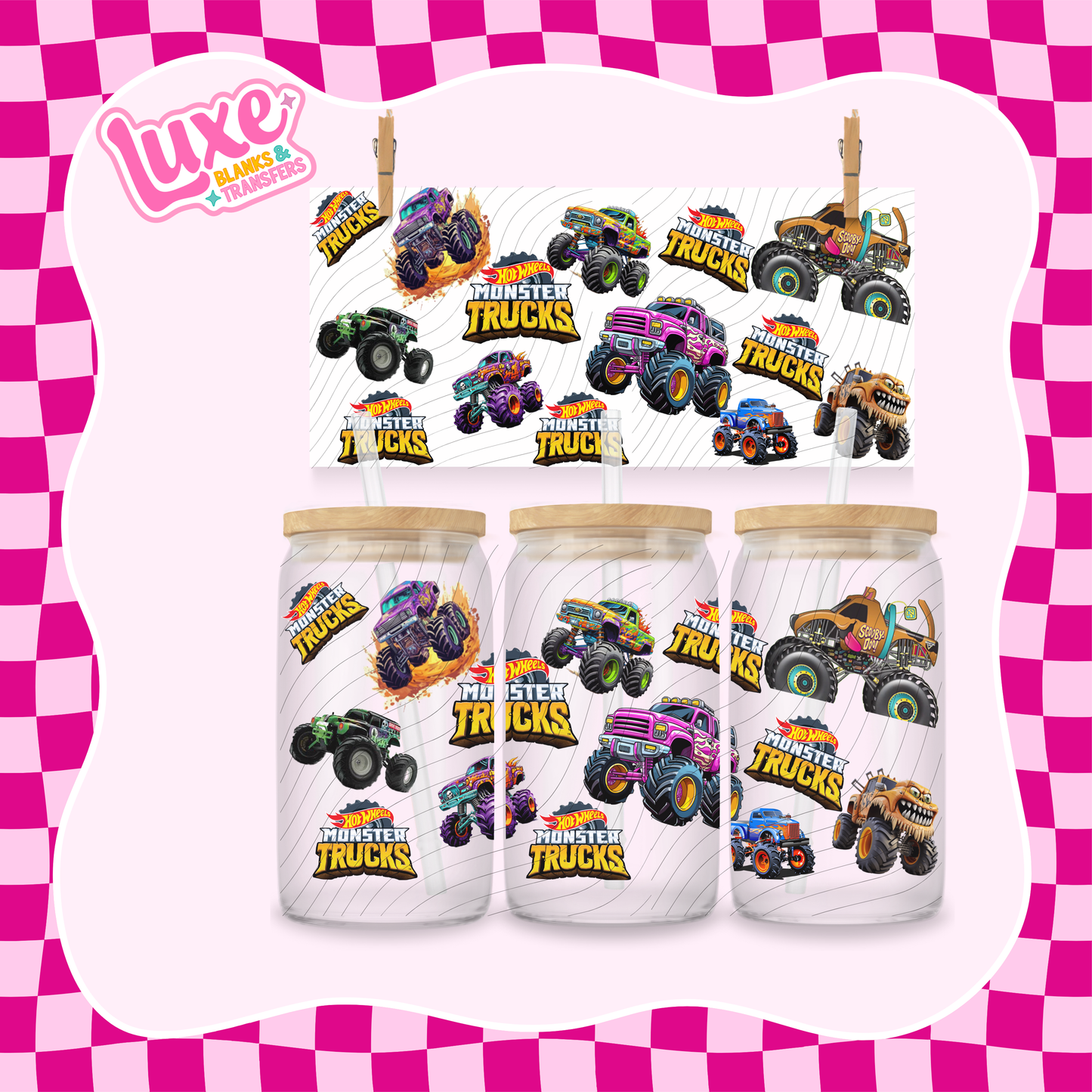 Hot Wheel.z Monster Trucks | 16oz UV DTF Wrap | #1392