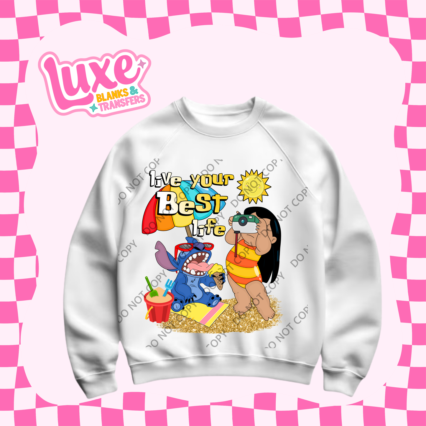 DTF Heat Transfer | Blue Alien Live Your Best Life | #530
