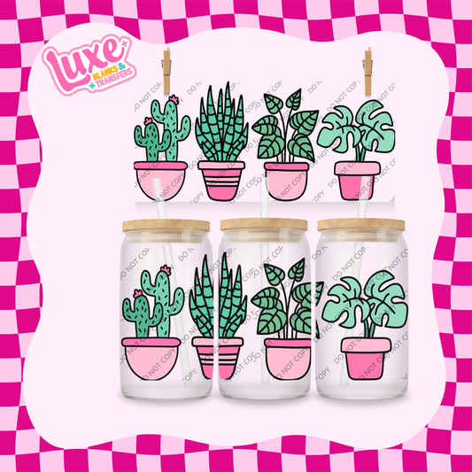 16oz UV DTF Wrap | Plants Pink | #1880