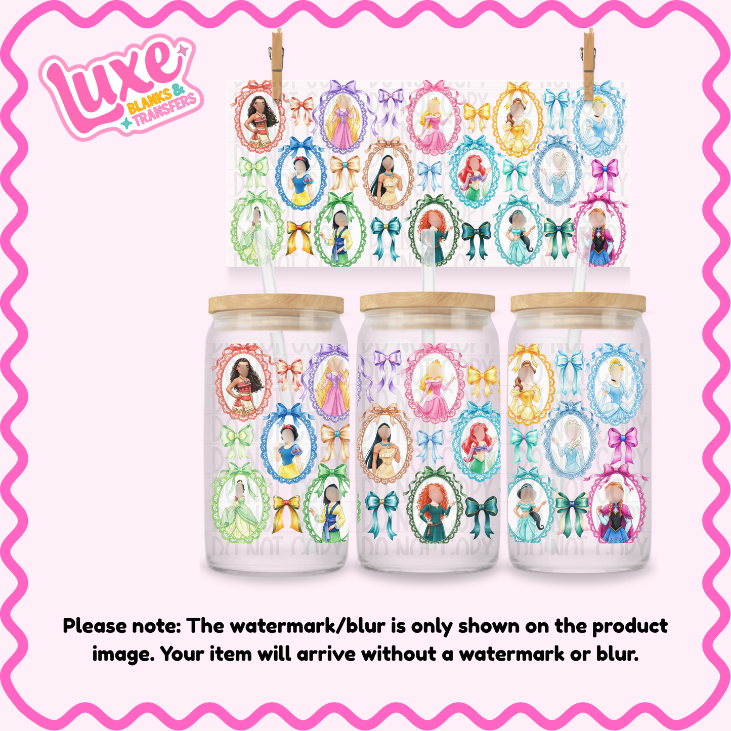 16oz UV DTF Wrap | Princess Frames Colourful | #4135