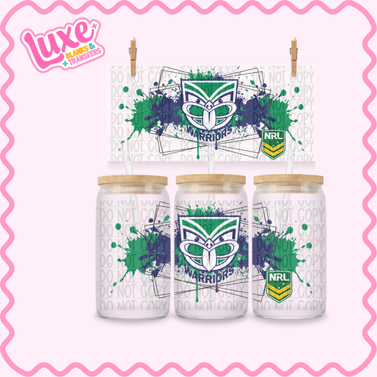 16oz UV DTF Wrap | Warriors Rugby Team | #3641