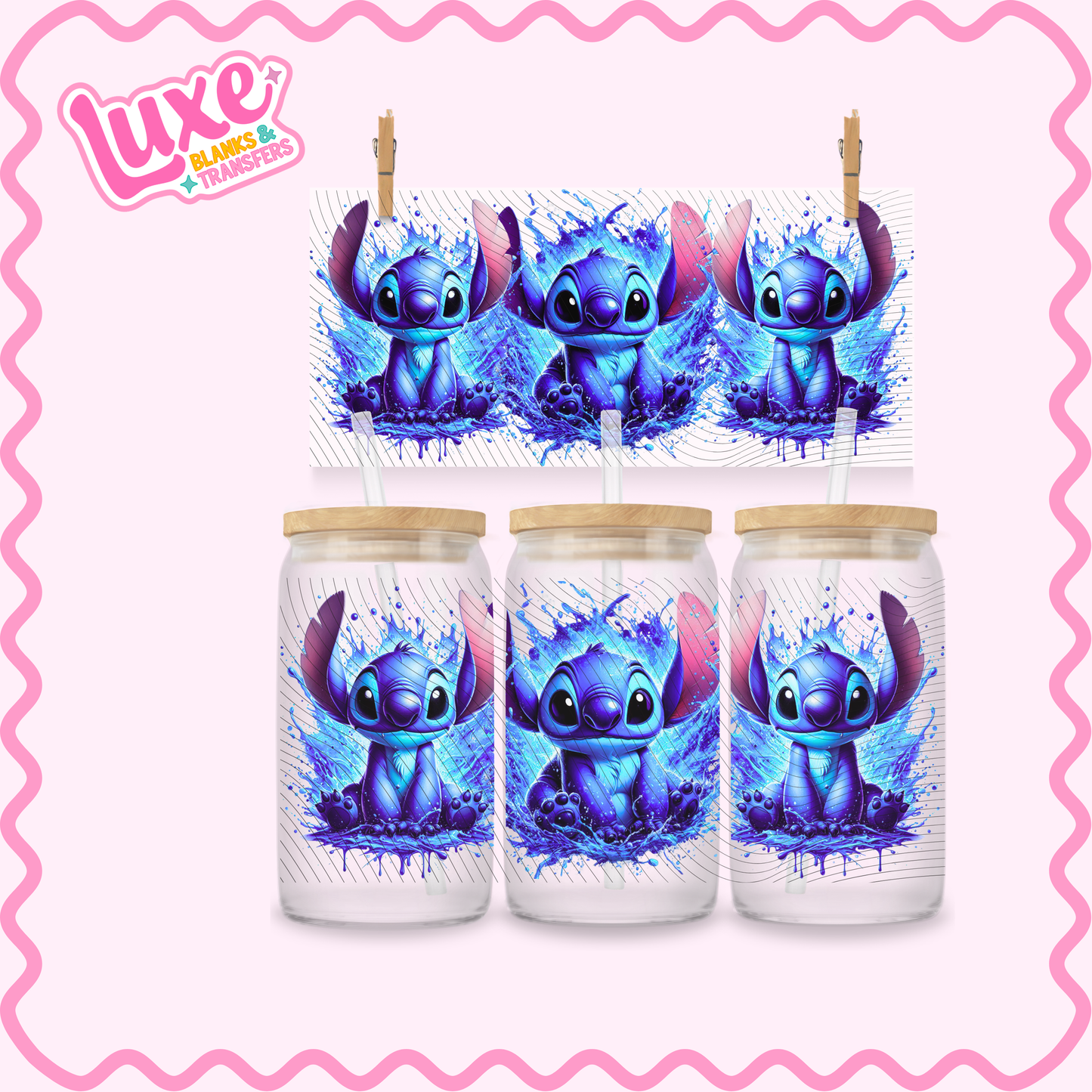 16oz UV DTF Wrap | Blue Splatter Alien | #2672