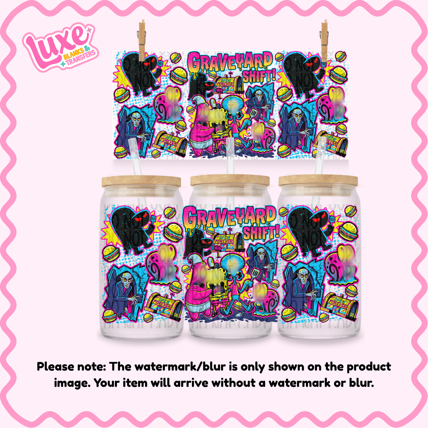 16oz UV DTF Wrap | Graveyard Shift Sp0ng3 | #3647
