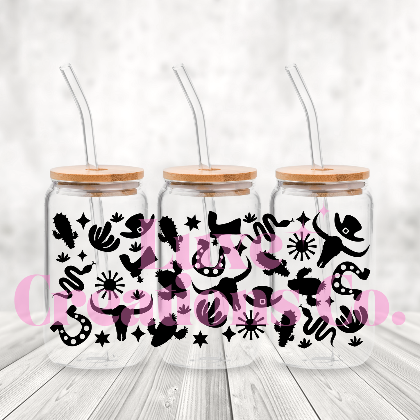 Black Western Pattern UV DTF Wrap (#234)