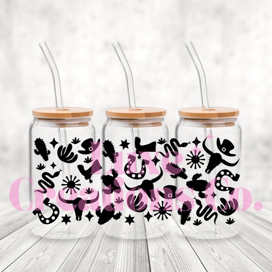 Black Western Pattern UV DTF Wrap (#234)