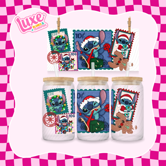 Blue Alien Stamps Xmas UV DTF Wrap (#906)
