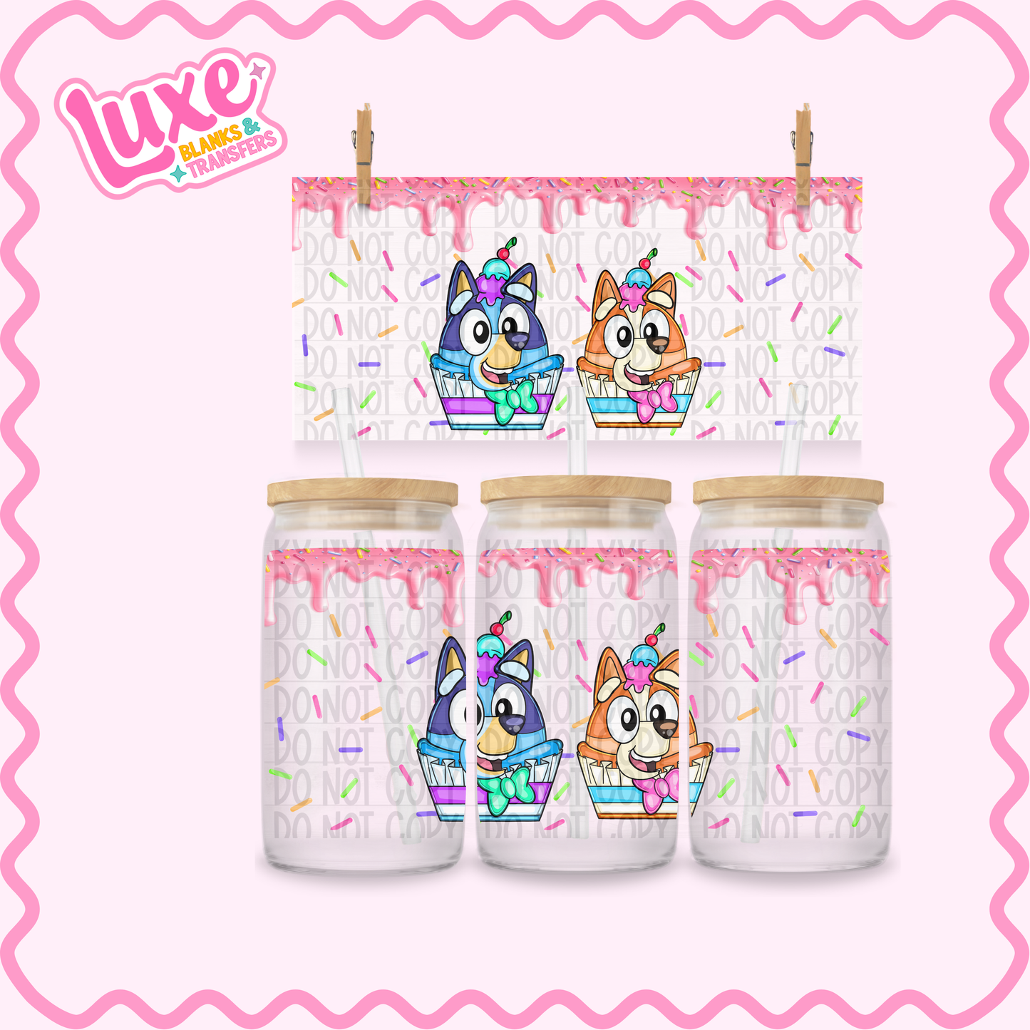 16oz UV DTF Wrap | Blue Cupcakes (Exclusive) | #2424