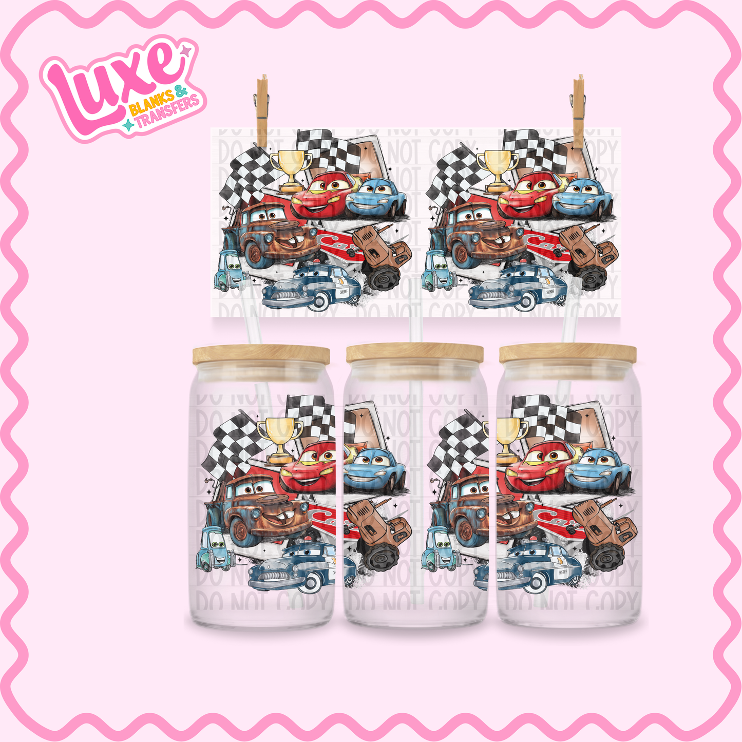 16oz UV DTF Wrap | McQueen Checkered Flags | #2380