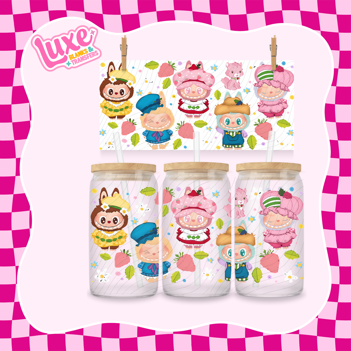 Bubu X Strawb Shortcake | 16oz UV DTF Wrap | #1413