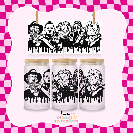Black & White Horror Drip UV DTF Wrap (#521)