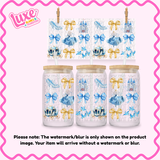 16oz UV DTF Wrap | Blue Princ3ss Bows | #1918