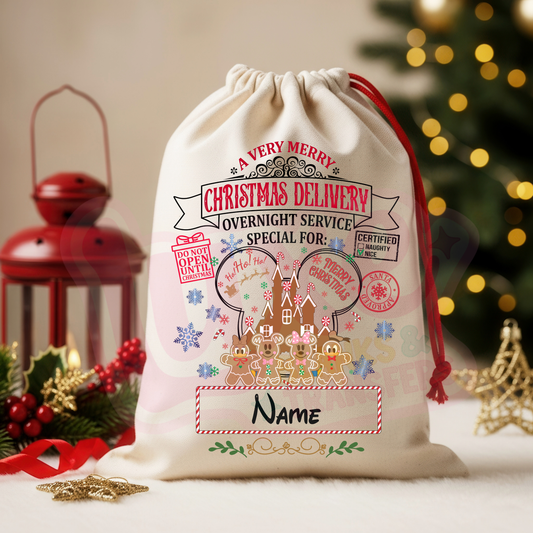 Character Gingerbread | Santa Sack DTF Heat Transfer | #01