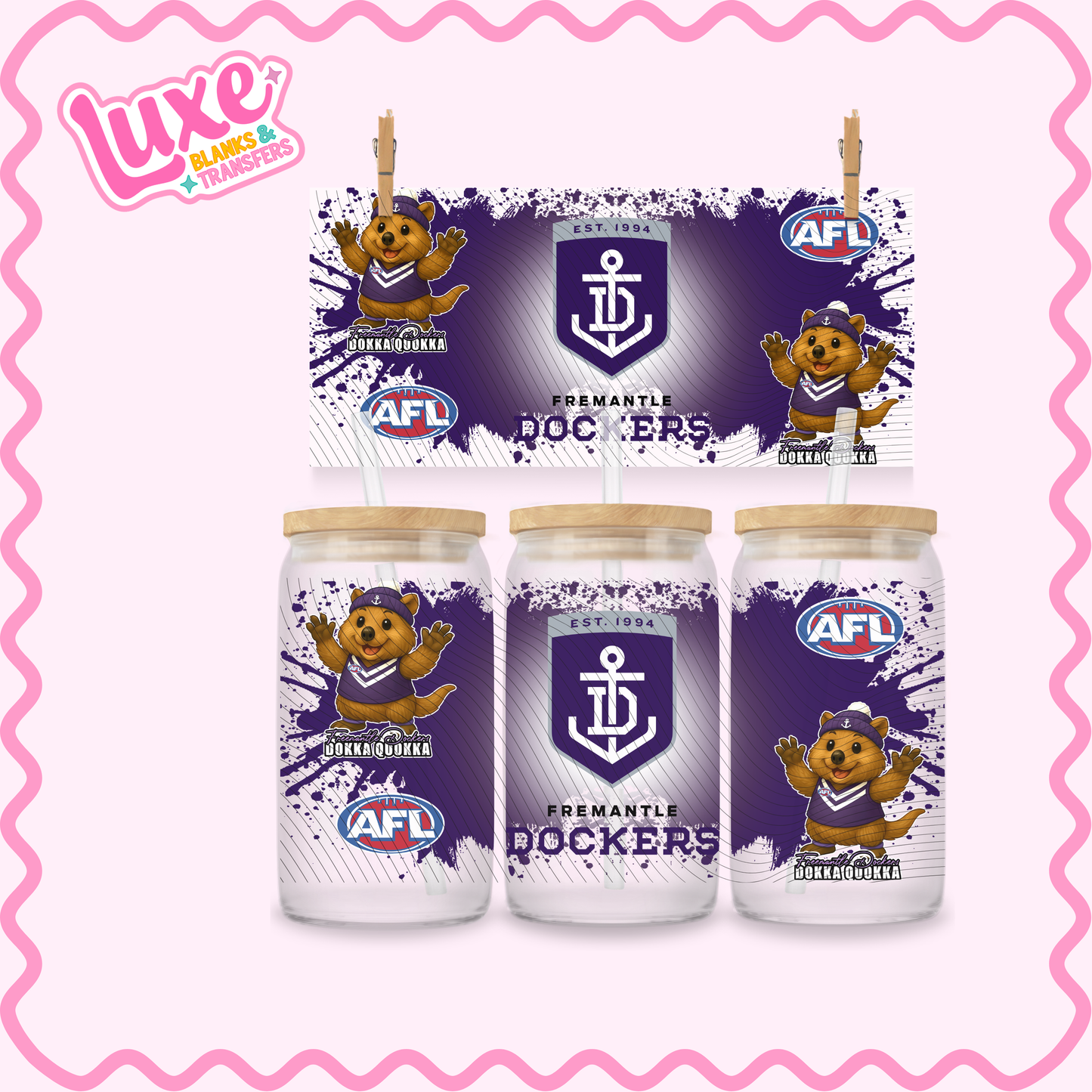 16oz UV DTF Wrap | Footy Team AFL Dockers | #2692