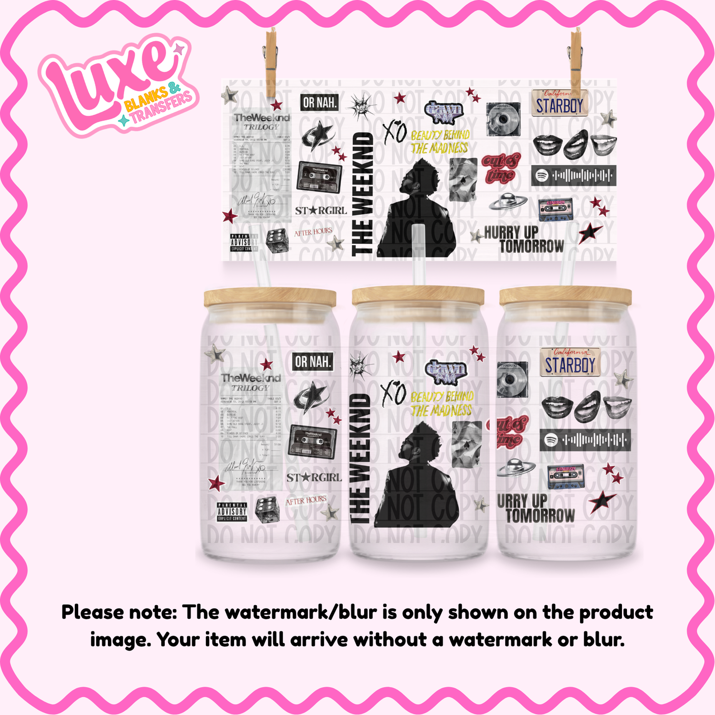 16oz UV DTF Wrap | Weeknd Music | #4159