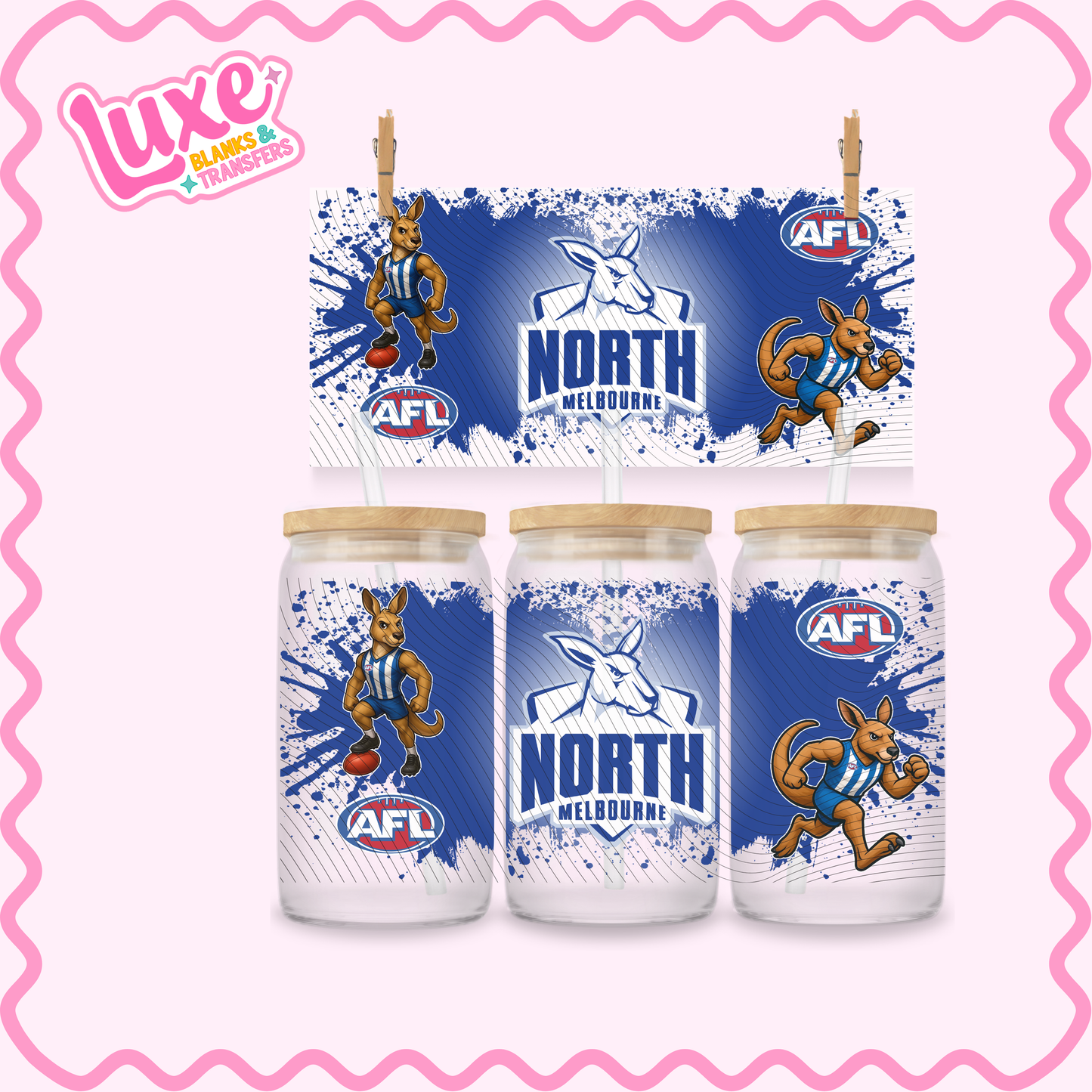 16oz UV DTF Wrap | Footy Team AFL North Melb. | #2699