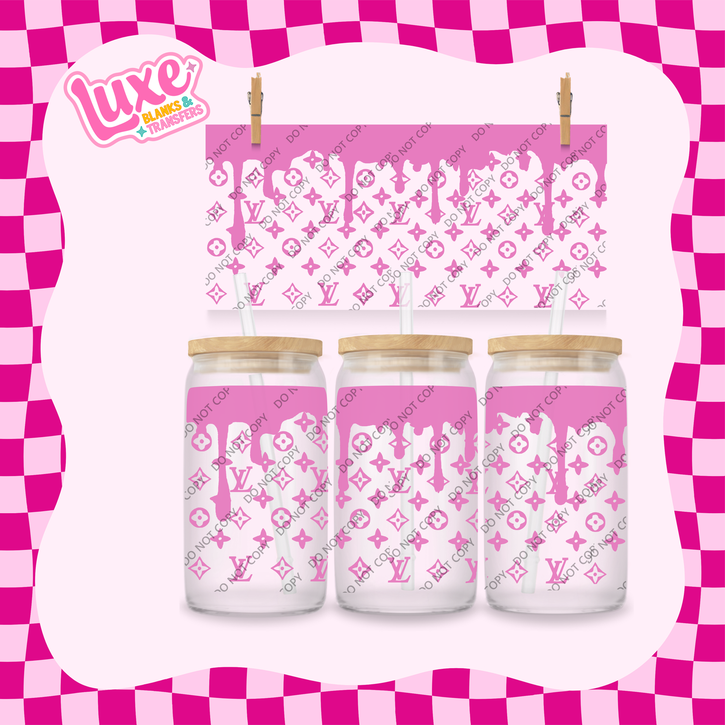 16oz UV DTF Wrap | Pink LV Drip | #1911