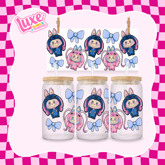 Bubu X Blue & Pink Alien | 16oz UV DTF Wrap | #1424