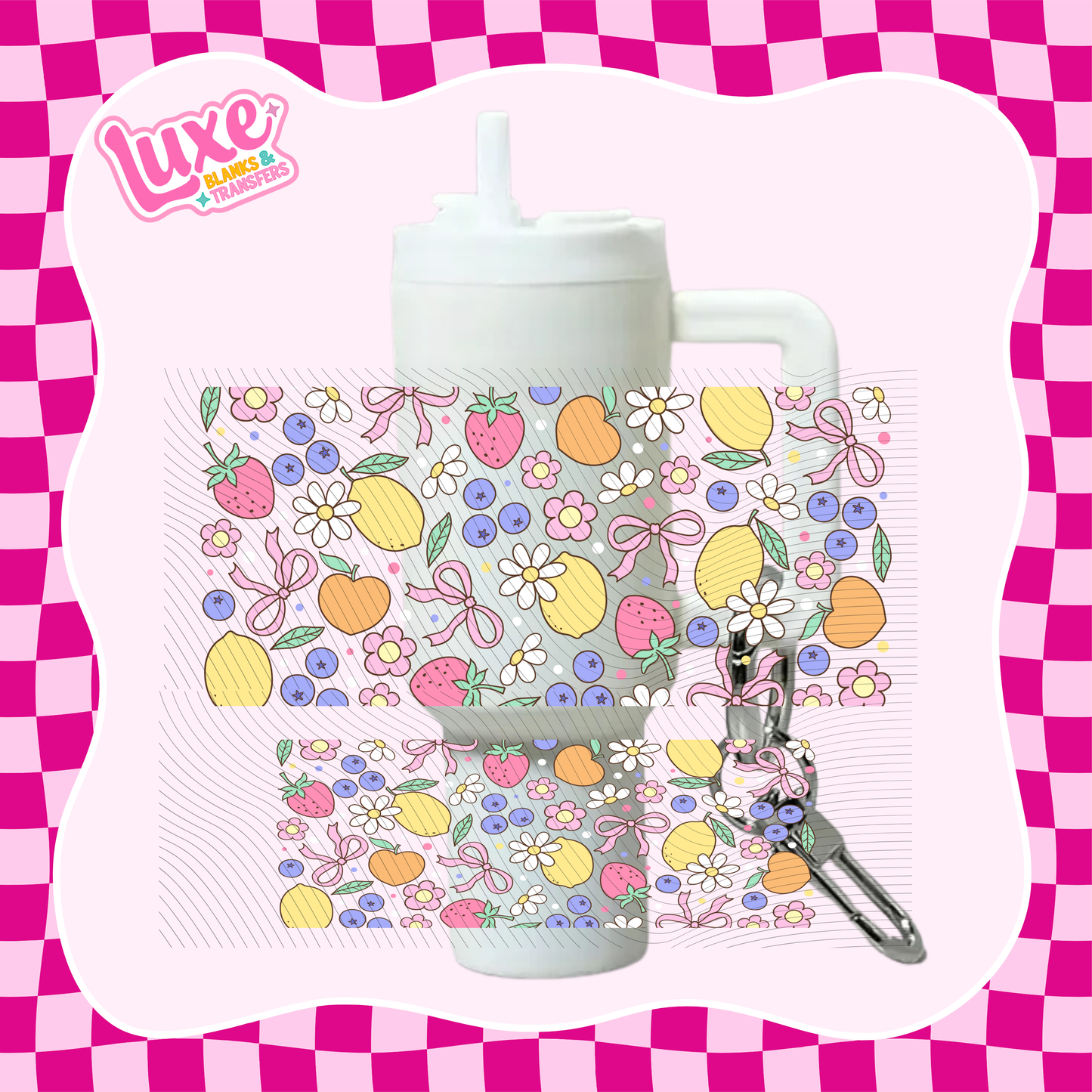 Mini Keychain Tumbler UV DTF Wrap | Pastel Fruits | #E30