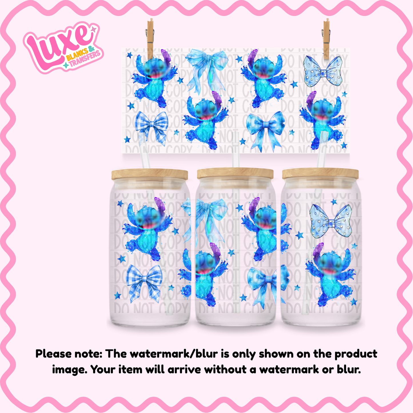 16oz UV DTF Wrap | Blu3 Ali3n Bows | #N11