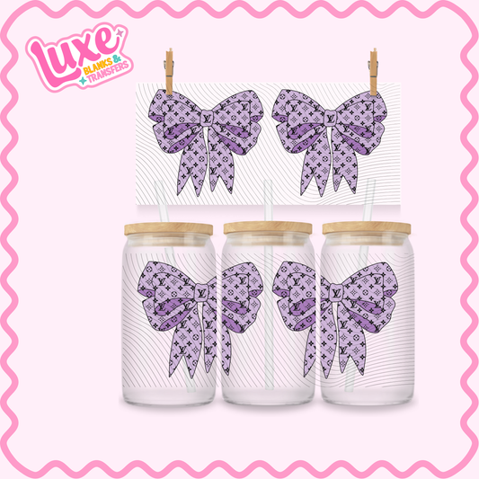 16oz UV DTF Wrap | Boujee Pattern Bow Purple | #3184