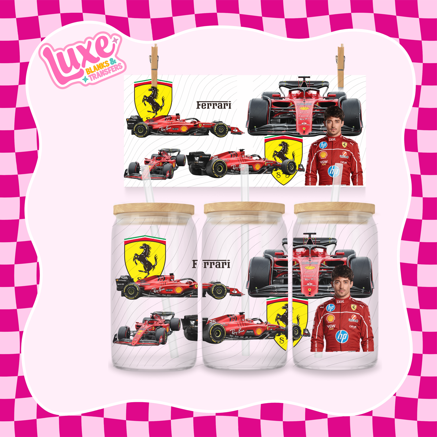 F1 Ferrari Charles | 16oz UV DTF Wrap | #1427