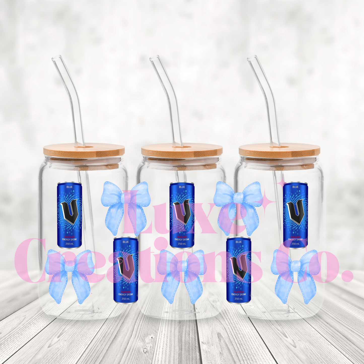 Blue V Energy Bows UV DTF Wrap (#257)