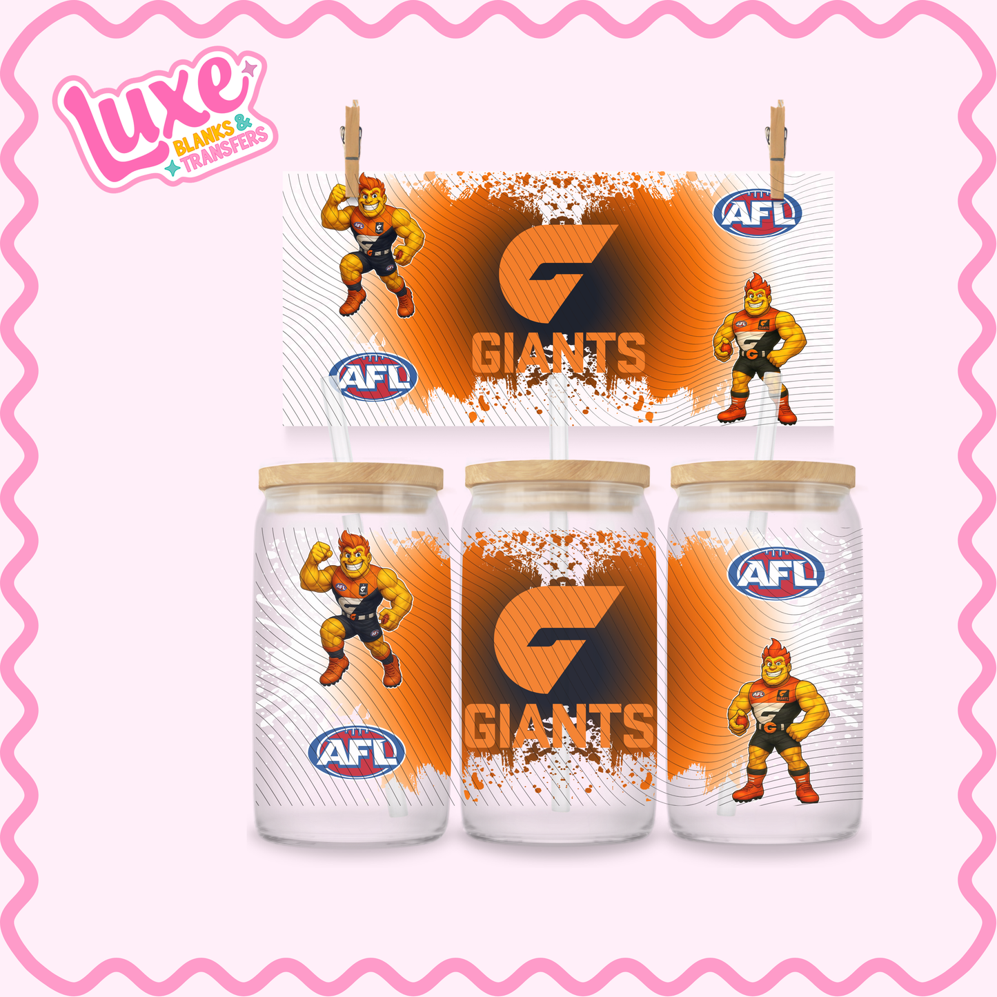 16oz UV DTF Wrap | Footy Team AFL Giants | #2704