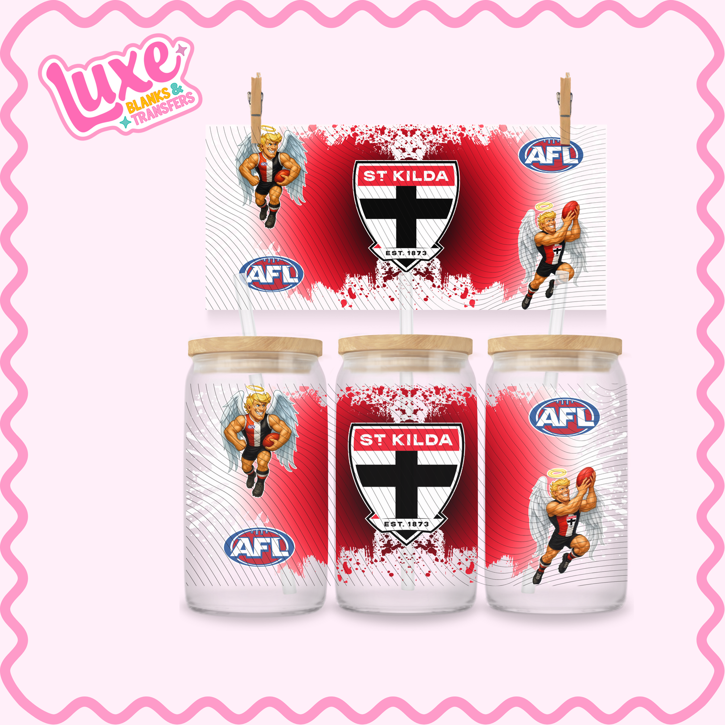 16oz UV DTF Wrap | Footy Team AFL Saints | #2705
