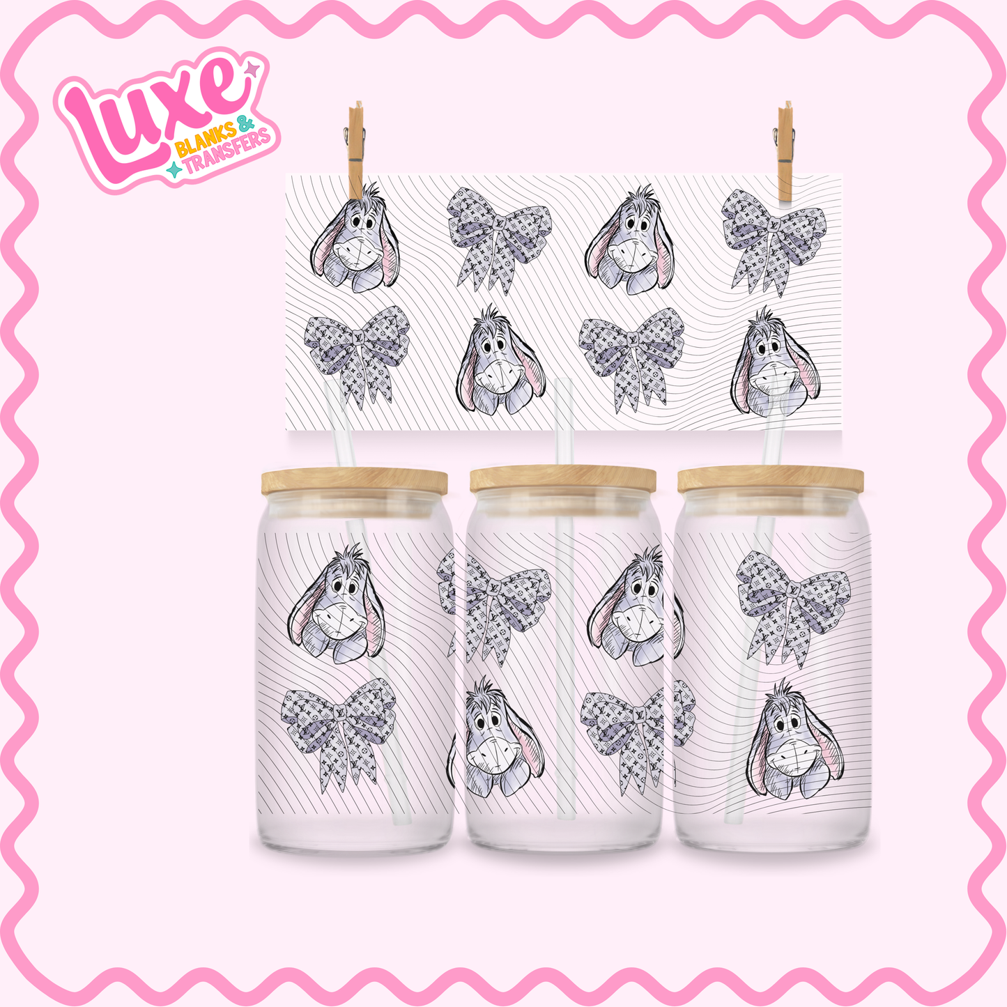16oz UV DTF Wrap | Boujee Pattern Donkey Character | #3187