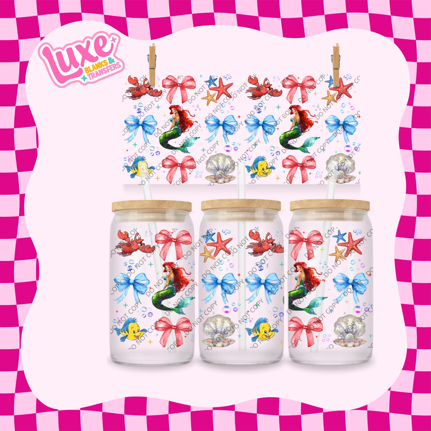 16oz UV DTF Wrap | Mermaid Princess Bows | #1917