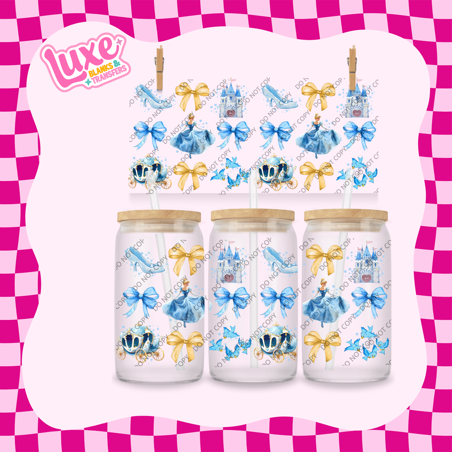 16oz UV DTF Wrap | Cind. Princess Bows | #1918