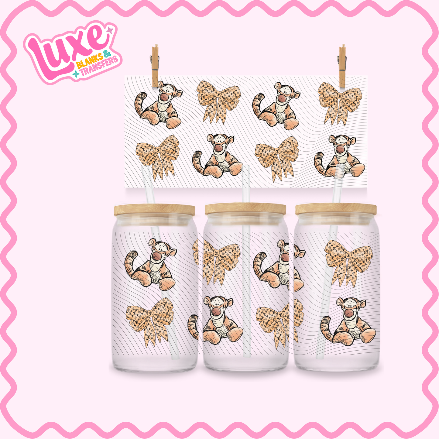16oz UV DTF Wrap | Boujee Pattern Tiger Character | #3190