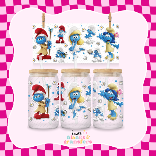 Blue Characters Sticker UV DTF Wrap (#538)