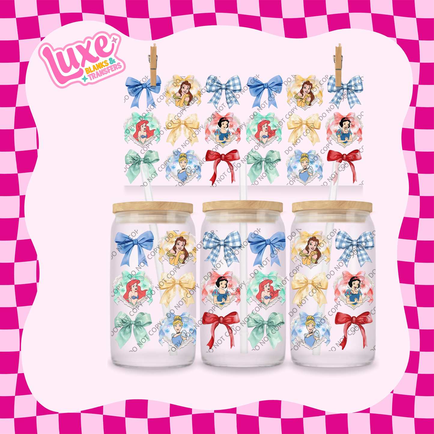 16oz UV DTF Wrap | Cutesy Princess Bows | #1921