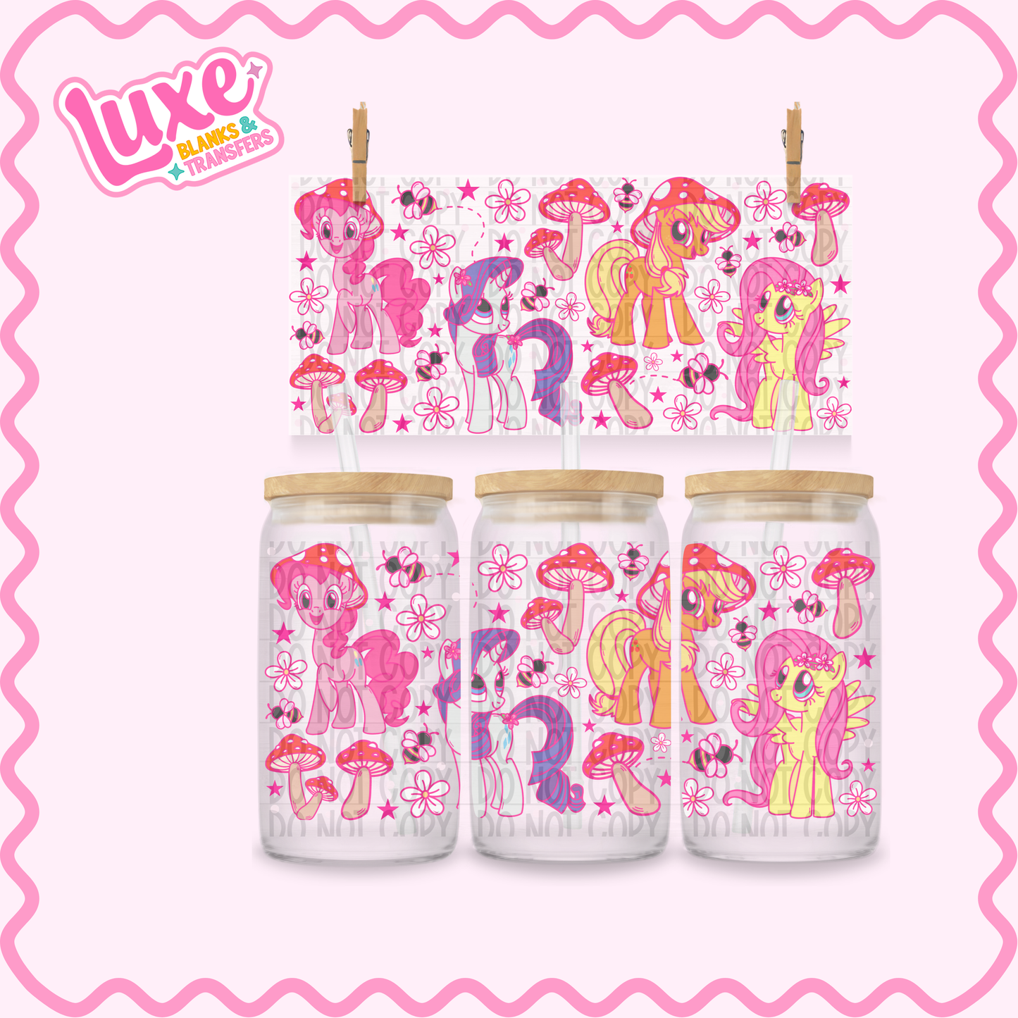 16oz UV DTF Wrap | Whimsy Ponies | #3403