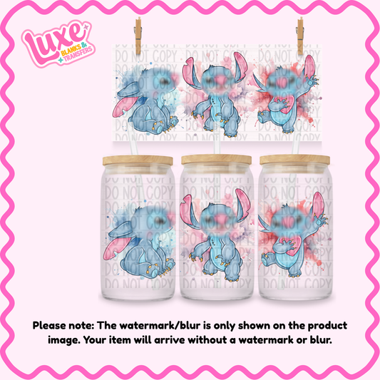 16oz UV DTF Wrap | Watercolour Blu3 Ali3n | #1539