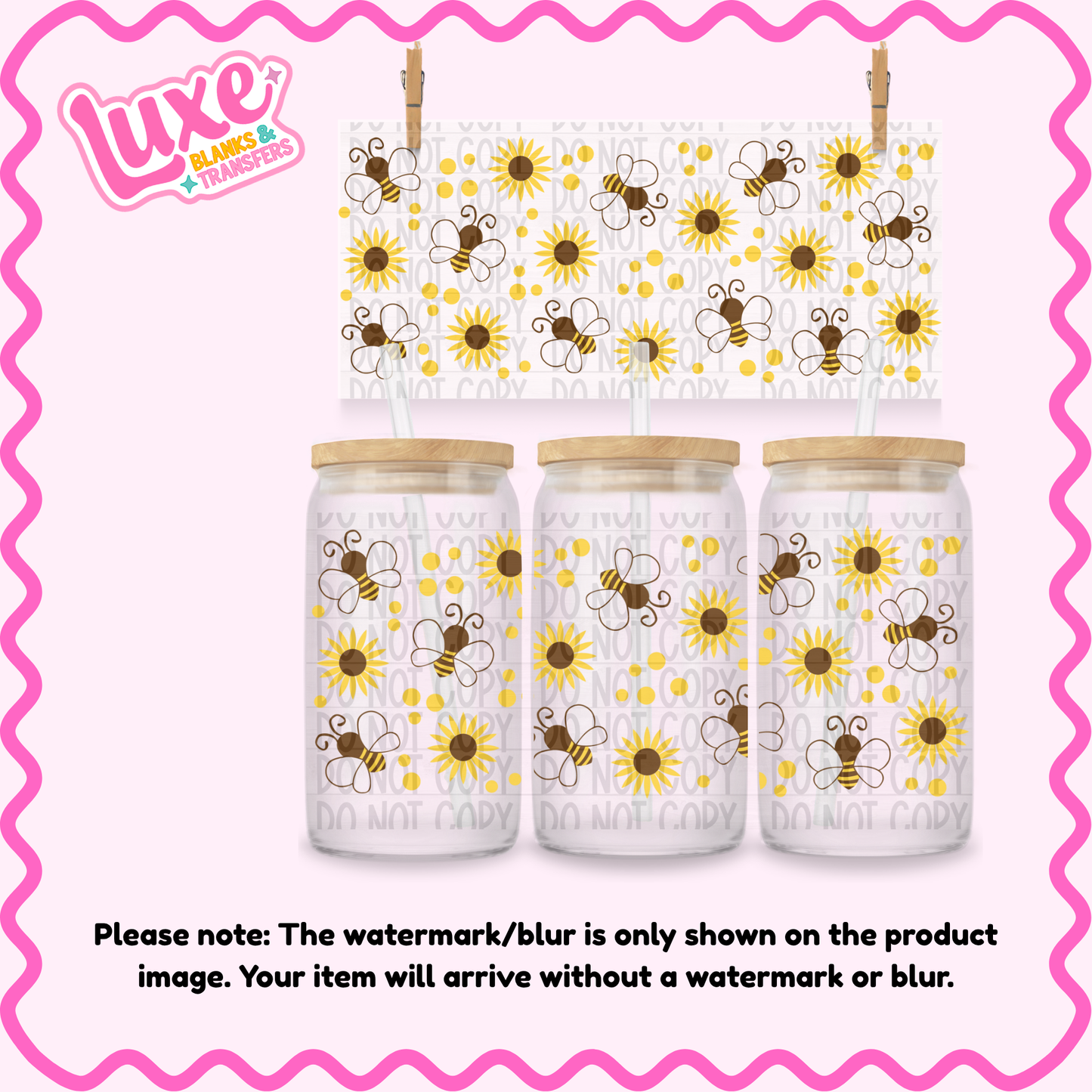 16oz UV DTF Wrap | Cartoon Bees | #4179